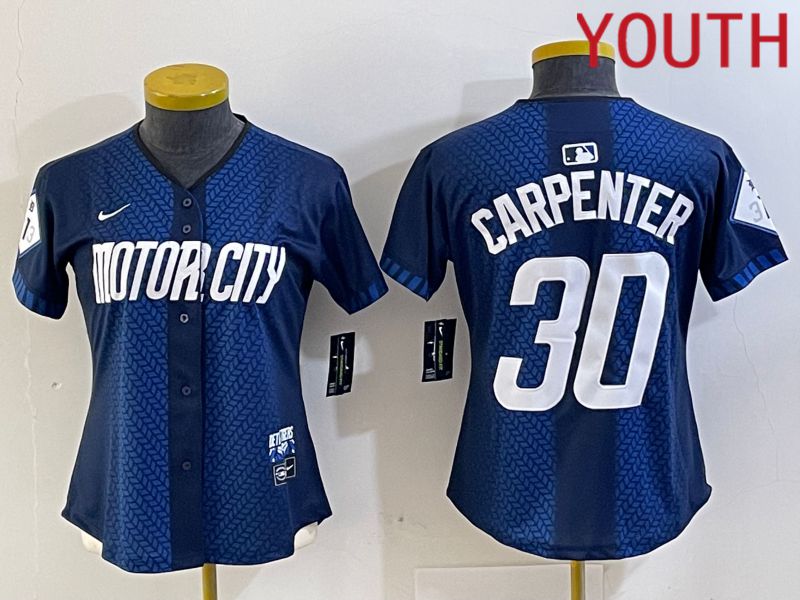 Youth Detroit Tigers #30 Carpenter Blue City Edition Nike 2024 MLB Jersey style 1->youth mlb jersey->Youth Jersey